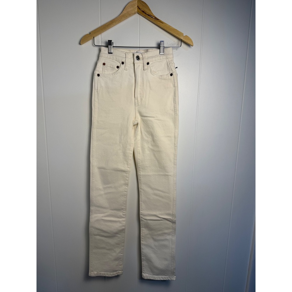 RE/DONE 70s Stove Pipe Jeans 23 Ivory High Rise Straight Leg Denim NWT